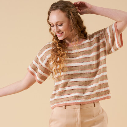 Clara Eyelet Striped Top in West Yorkshire Spinners Exquisite Lace - DBP0272 - Downloadable PDF