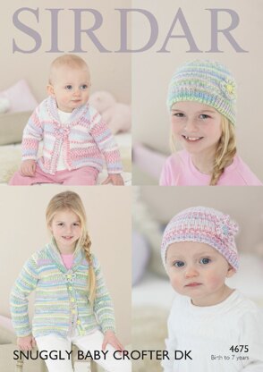 Cardigans and Hat in Sirdar Snuggly Baby Crofter DK - 4675- Downloadable PDF
