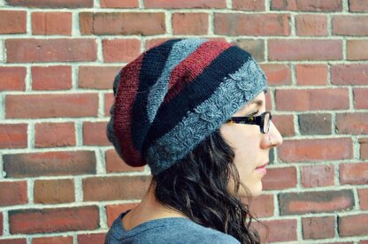 Owl Rib Slouchy Striped Beanie