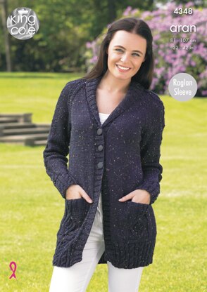 Cardigans in King Cole Fashion Aran - 4348 - Downloadable PDF