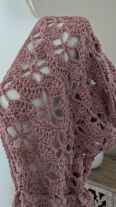 PINK ROSE CROCHET KIMONO/BEACH COVER-UP