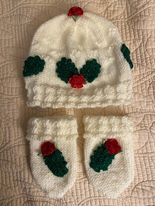 Christmas Rose Hat & Mittens