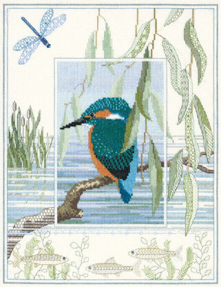 Derwentwater Designs Kingfisher Cross Stitch Kit - 27cm x 34cm