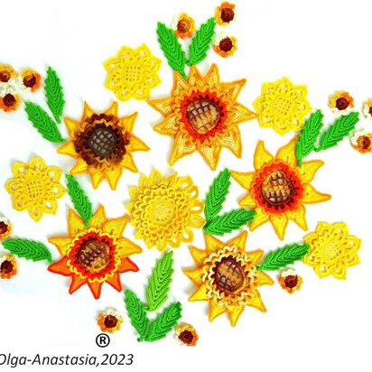 Bouquet with crochet sunflowers