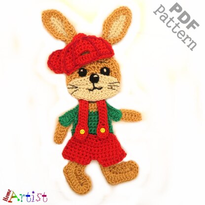 Bunny boy Rabbit crochet applique pattern