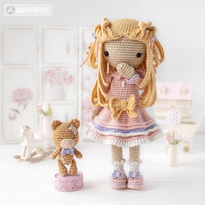 Crochet Doll Pattern Amigurumi Doll SHELLY tutorial dress PDF file crochet pattern for doll amigurumi digital by AradiyaToys (Olka Novytska) DIY Handmade