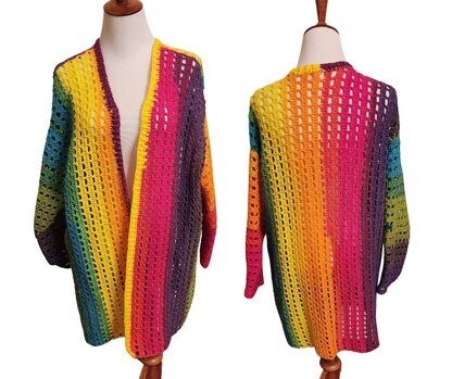 Rainbow Squares Cardigan