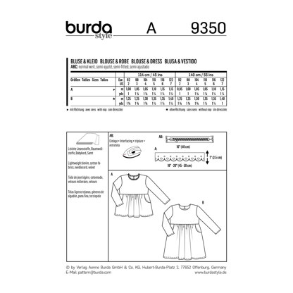 Burda Style Child's Dresses B9350 - Paper Pattern, Size 2-7