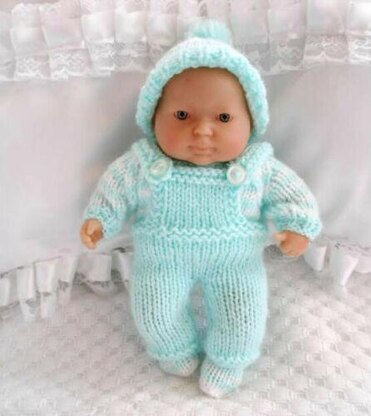 Berenguer Dolls knitting pattern, 5-8" Dungarees, Jumper, Hat and Boots