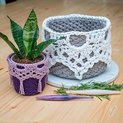 Lace Top Crochet Basket