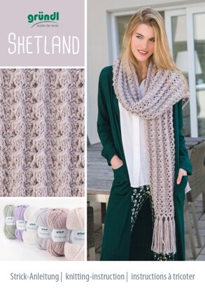 Shetland Wide Scarf with Lace Pattern in Gründl - Downloadable PDF