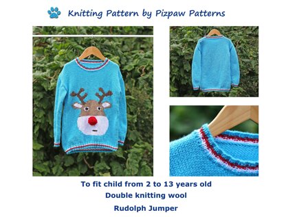 Rudolph Christmas Jumper (no 110) to fit child 2 to 13 years old