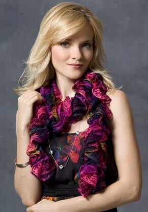 Nanette Ruffle Scarf in Red Heart Soft Solids - LW2745