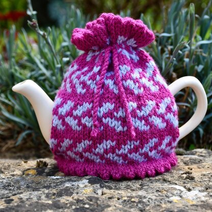 Boysenberry Fair Isle 2 Cup Teapot Cosy Knitting Pattern
