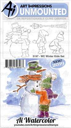 Art Impressions Watercolor Cling Rubber Stamps - WC Winter Kids