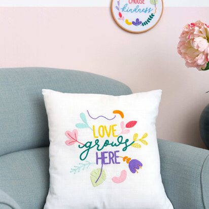 Anchor Freestyle: Ana Clara Love Grows Here Cushion Printed Embroidery Kit