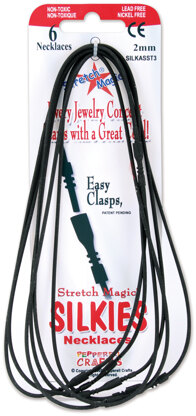 Pepperell Stretch Magic Silkies Necklaces 2mm 6/Pkg - Black