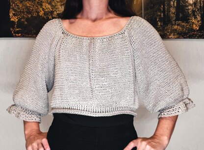 Ruffle Raglan Crochet Sweater