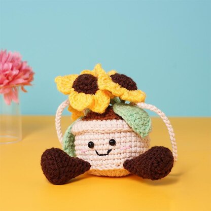 Smiling Sunflower Basket Car Hanging