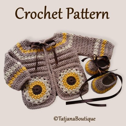 Sunflower Baby Cardigan and Booties