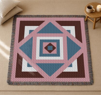 Kaleidoscope Blanket Labyrinth Throw Pink Mosaic Toddler C2C CROCHET PATTERN