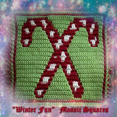 Winter Fun Mosaic Square - Candy Cane