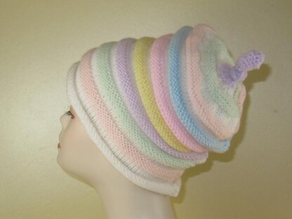 Candy Stripe Roll Brim Beehive Topknot Slouch