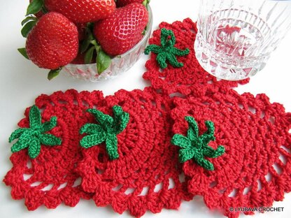 Crochet Strawberry Coaster