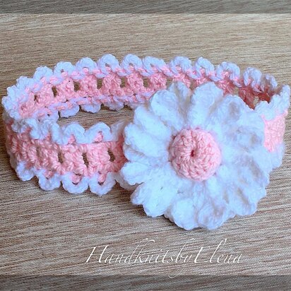 Crochet Headband "White Daisy"