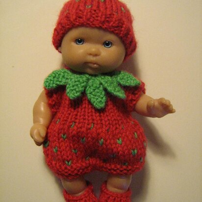 5" Berenguer Doll Strawberry Outfit