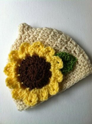 "Sunflower Pixie" Crochet Baby Hat