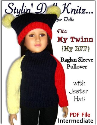 Pattern for 23 inch doll Sweater (My Twinn, My BFF) Raglan Sleeves 608