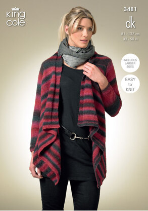 Long and Short Sleeved Cardigan in King Cole Riot DK - 3481 - Leaflet