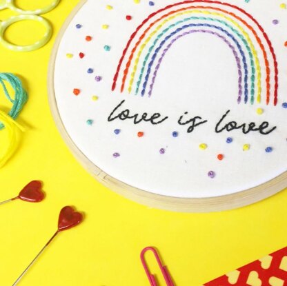 The Make Arcade Mini Printed Embroidery Kit - Love is Love - 4in