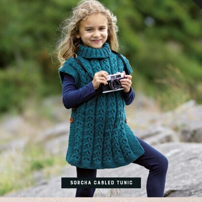 Sorcha Girls Cabled Tunic  in WYS The Croft Shetland Colours - Downloadable PDF