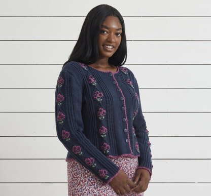 Embroidered Cardigan - Knitting Pattern for Women in Debbie Bliss Cashmerino DK by Debbie Bliss - DB408 - Downloadable PDF