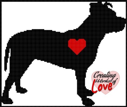 Pit Bull Silhouette Heart Stitch Graphgan