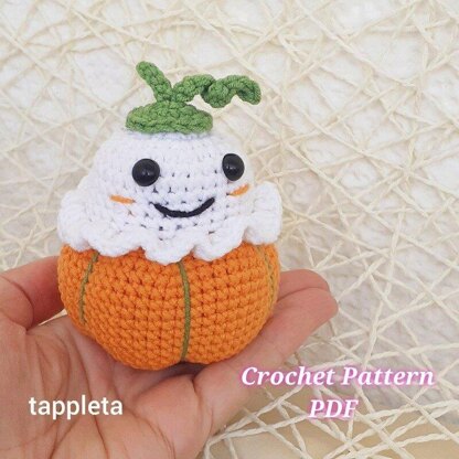 Ghost in pumpkin crochet pattern, Halloween pumpkin ghost amigurumi toy, Baby ghost crochet Halloween gift, Spooky nursery decor