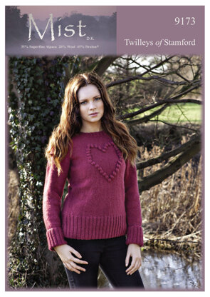 Knitted Heart Sweater in Twilleys Mist DK - 9173