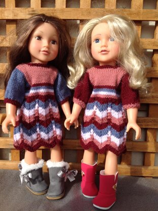 Multi colour dress, bolero, bag for 18" doll