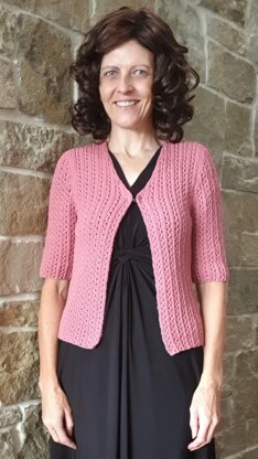 Maree - Ladies 8ply V neck lace cardigan with elbow length sleeves