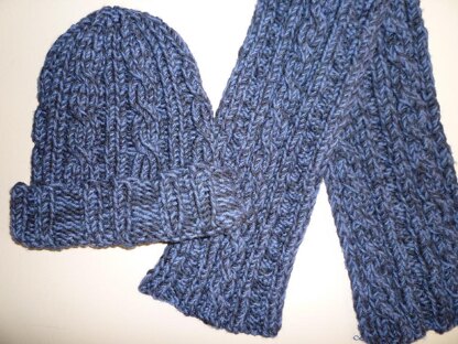 Reversible Cable Scarf & Cap
