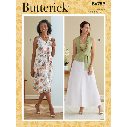 Butterick Misses' Dress, Sash and Belt B6759 - Sewing Pattern