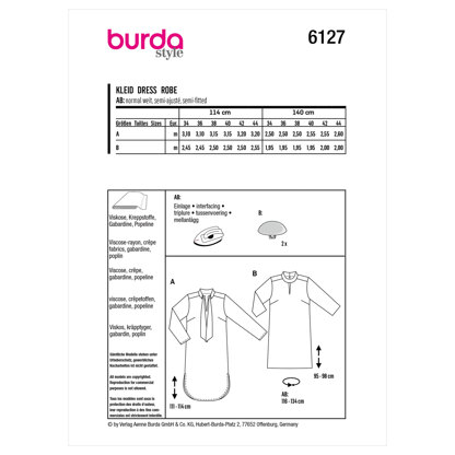 Burda Style Misses' Dress B6127 - Paper Pattern, Size 8-18