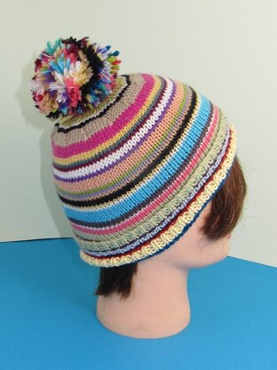 Random Stripe Bobble Beanie Hat