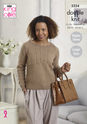 Sweater& Cardigan Larger Sizes in King Cole Majestic DK - 5224 - Leaflet