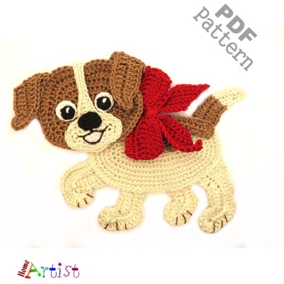 Puppy dog crochet applique pattern