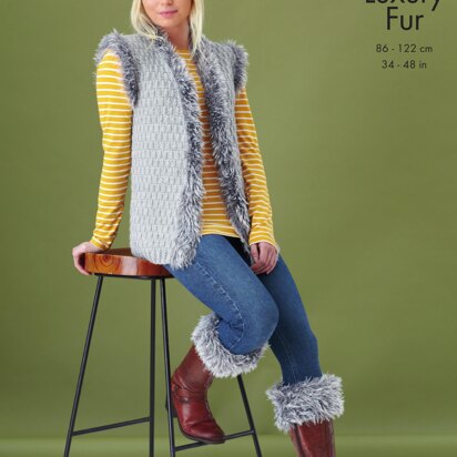 Jacket, Gilet & Boot Toppers in King Cole Fashion Aran & Luxury Fur - 5448 - Downloadable PDF