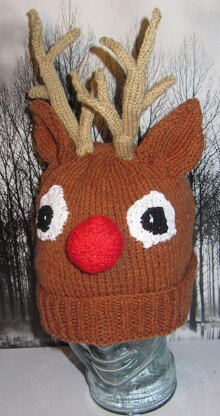 RUDOLPH REINDEER CHRISTMAS BEANIE HAT