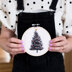 Cotton Clara Christmas Tree Printed Embroidery Kit - Oatmeal - 4in